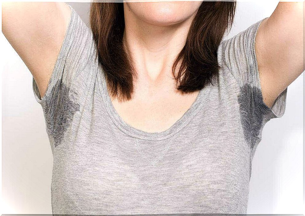 Girl with sweat spots