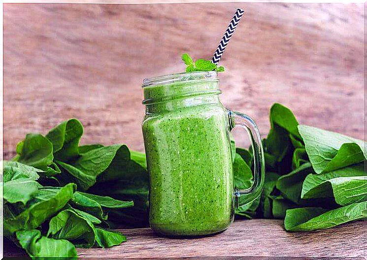 Healthy detoxifying smoothies with basil