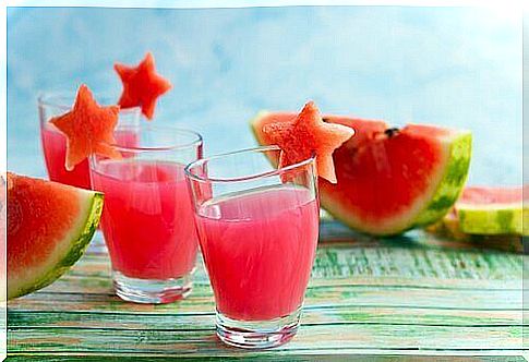 Glasses with watermelon juice