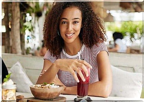 Woman having breakfast