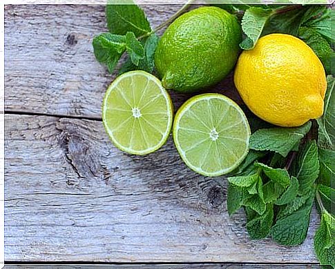 Lemon and lime on a table