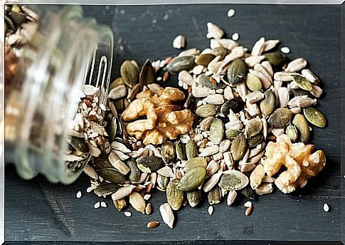 jar with nuts and seeds