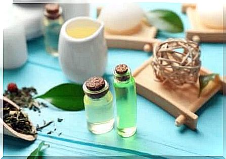 Essential oil in small bottles