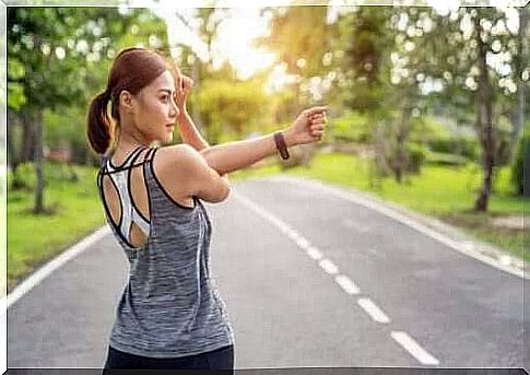 Woman stretching after exercise