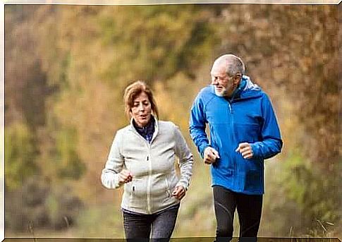 Older people walking in nature