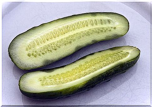 Cucumber cut in half